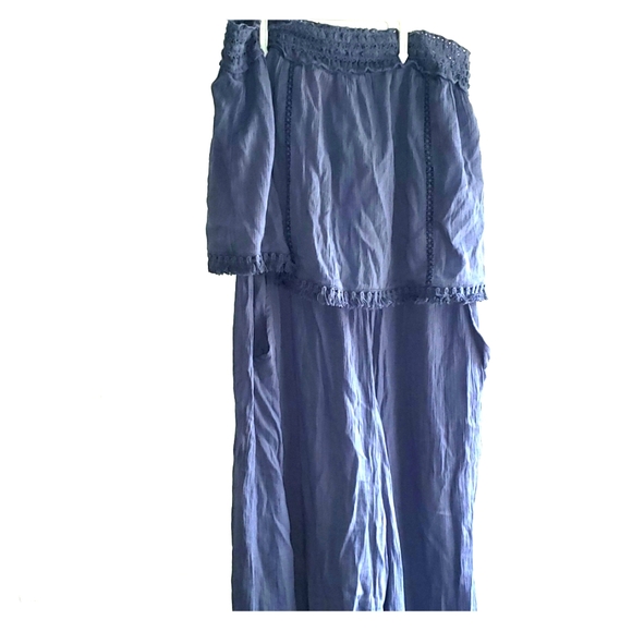 aerie Pants - Cloudy Sky Blue - •Aerie• | Ruffled Jumpsuit
